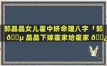 郭晶晶女儿霍中妍命理八字「郭 🐵 晶晶下嫁霍家给霍家 🌿 带来了什么」